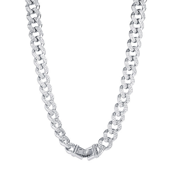 Modern férfi lánc kövekkel ezüst színben