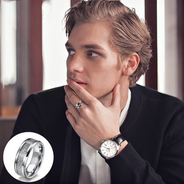Rotējams vīriešu gredzens no tērauda sudraba krāsā