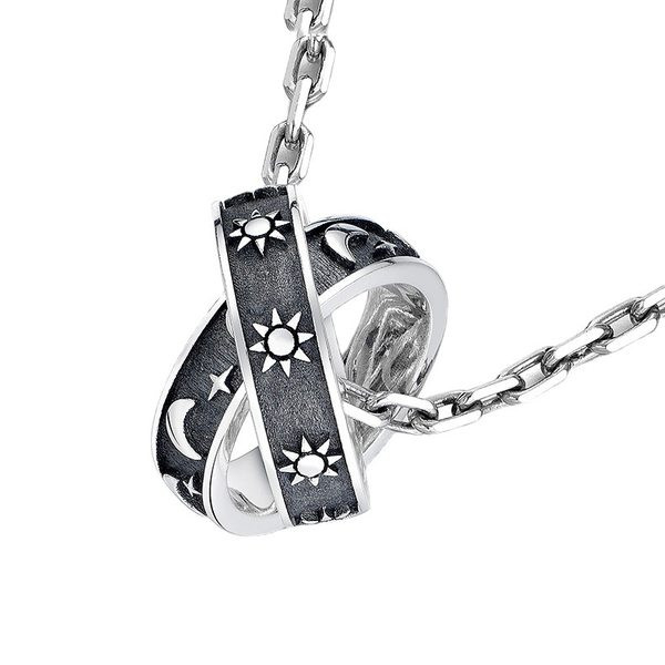 Ανδρική ρετρό αλυσίδα με μενταγιόν φεγγάρι και αστέρια