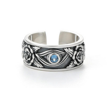Ежедневен мъжки пръстен в ретро стил - с син камък