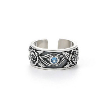 Ежедневен мъжки пръстен в ретро стил - с син камък