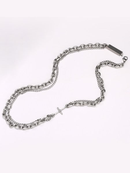 Sidabrinės spalvos vyriškas dviejų eilių pakabukas