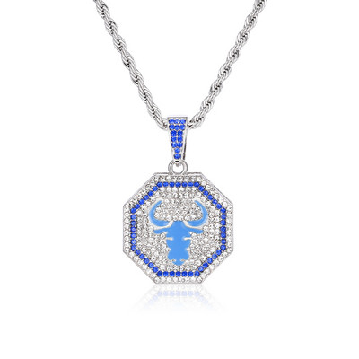 Vīriešu kaklarota ar kulonu un dekoratīviem akmeņiem