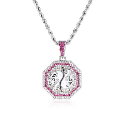 Vīriešu kaklarota ar kulonu un dekoratīviem akmeņiem