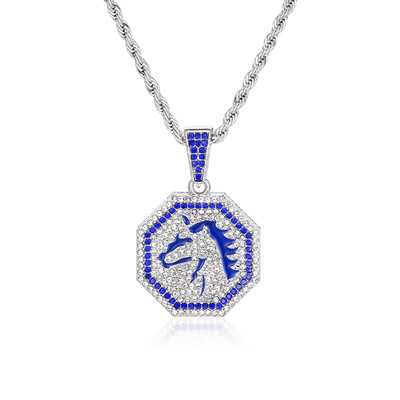 Vīriešu kaklarota ar kulonu un dekoratīviem akmeņiem