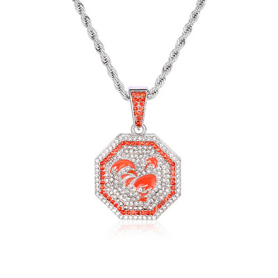 Vīriešu kaklarota ar kulonu un dekoratīviem akmeņiem