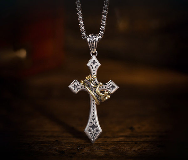 Ανδρική ρετρό αλυσίδα με κρεμαστό σταυρό