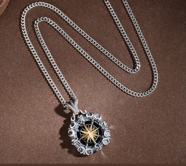 Vīriešu ķēde ar kulonu - divas krāsas