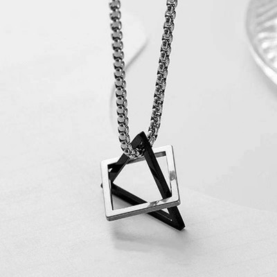 Vyriškas kaklo papuošalas su geometrinės formos pakabuku