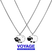 Férfi titán acél lánc birka medállal