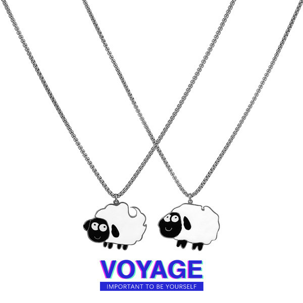 Férfi titán acél lánc birka medállal