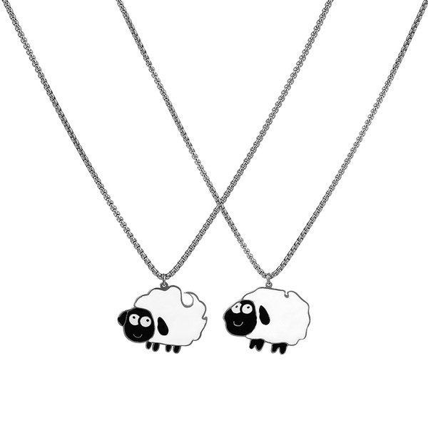 Férfi titán acél lánc birka medállal