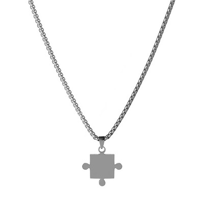 Férfi titán acél puzzle medál nyaklánc pároknak
