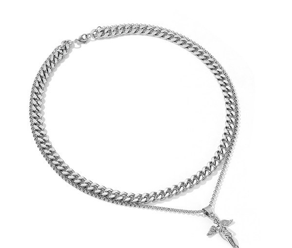 Divslāņu krusta kulonu ķēde vīriešiem