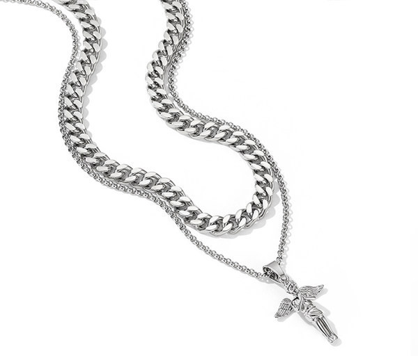 Divslāņu krusta kulonu ķēde vīriešiem