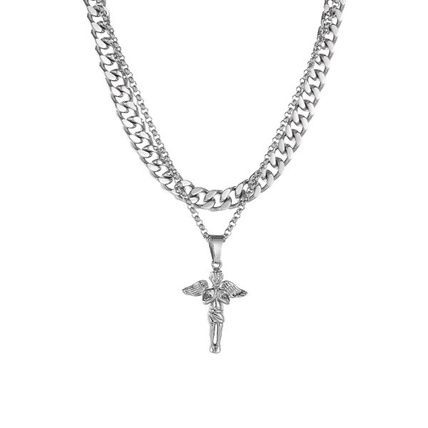 Divslāņu krusta kulonu ķēde vīriešiem