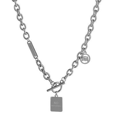 Vīriešu titāna tērauda ķēde ar divslāņu kulonu