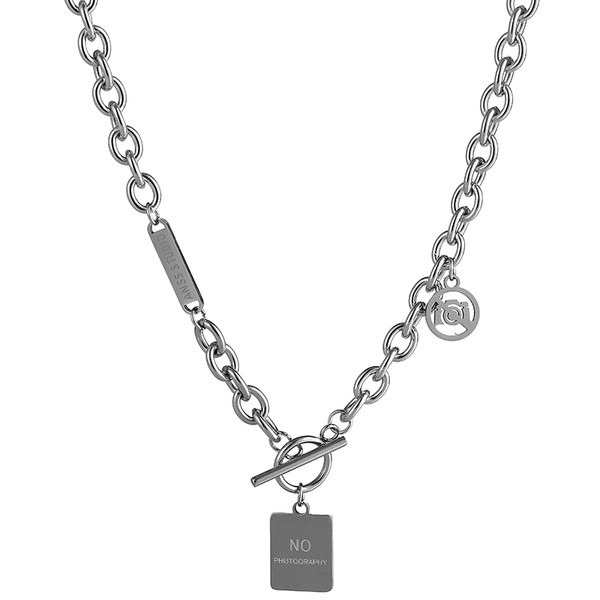 Vīriešu titāna tērauda ķēde ar divslāņu kulonu