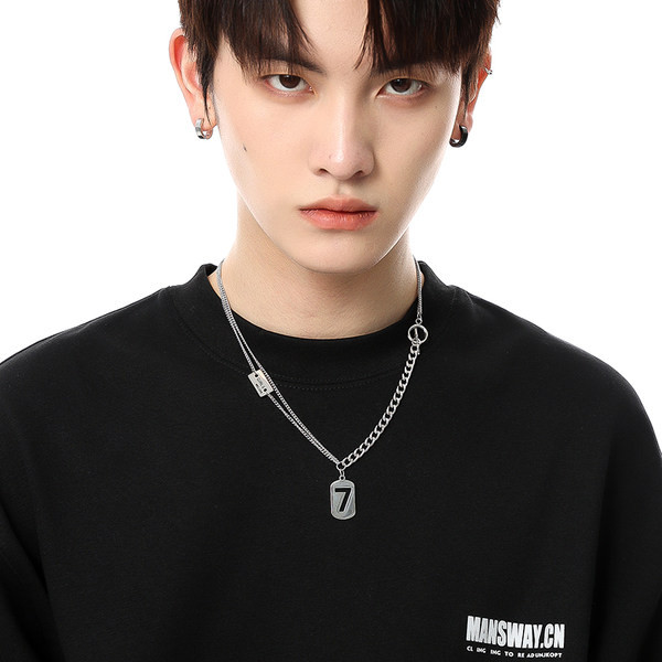 Ανδρική αλυσίδα από τιτάνιο με μενταγιόν νούμερο 7