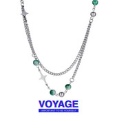 Férfi kétrétegű titán acéllánc csillaggal és gyöngyökkel