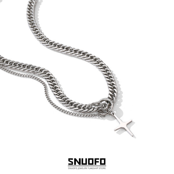 Férfi titán acél lánc kereszt medállal