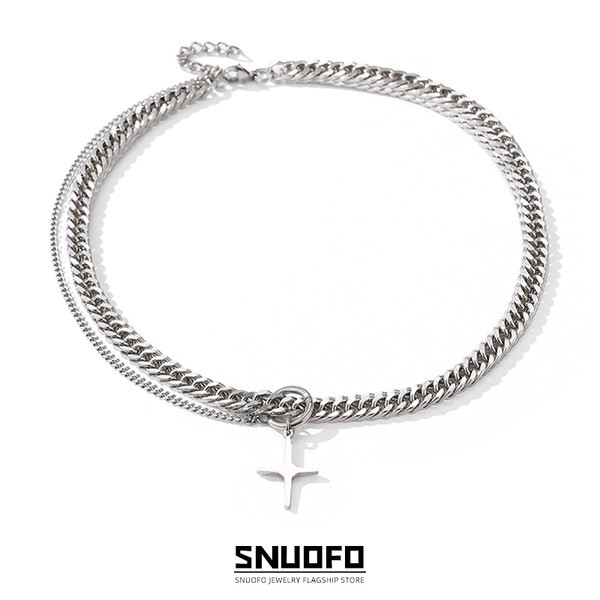 Férfi titán acél lánc kereszt medállal