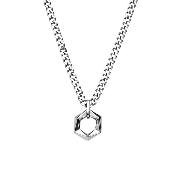 Vīriešu ķēde ar kulonu sudraba krāsā