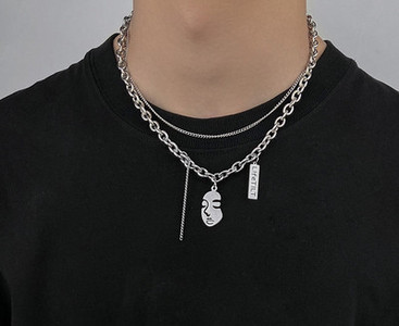 Ασημένια αλυσίδα διπλής σειράς με μενταγιόν