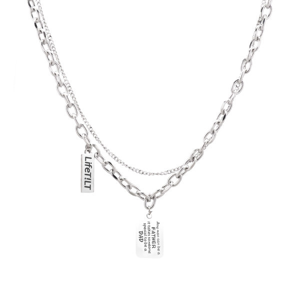 Ασημένια αλυσίδα διπλής σειράς με μενταγιόν