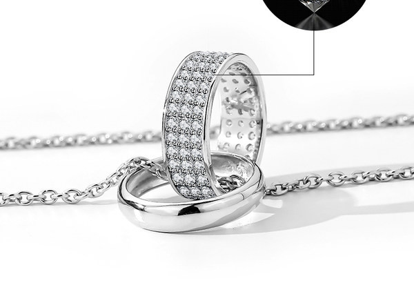 Jauna modeļa vīriešu kaklarota ar kulonu gredzenu ar dekoratīviem akmeņiem