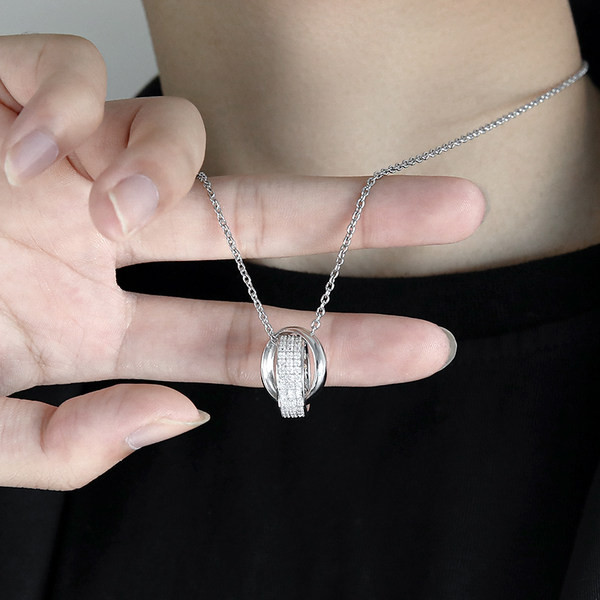 Jauna modeļa vīriešu kaklarota ar kulonu gredzenu ar dekoratīviem akmeņiem