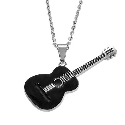 Muški lančić sa privjeskom gitara u zlatno srebrnoj i crnoj boji