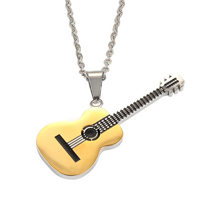 Muški lančić sa privjeskom gitara u zlatno srebrnoj i crnoj boji