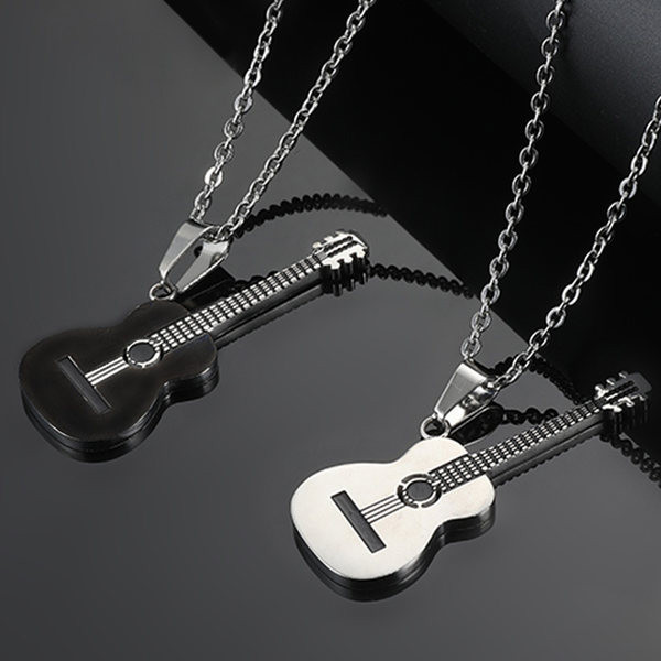 Muški lančić sa privjeskom gitara u zlatno srebrnoj i crnoj boji