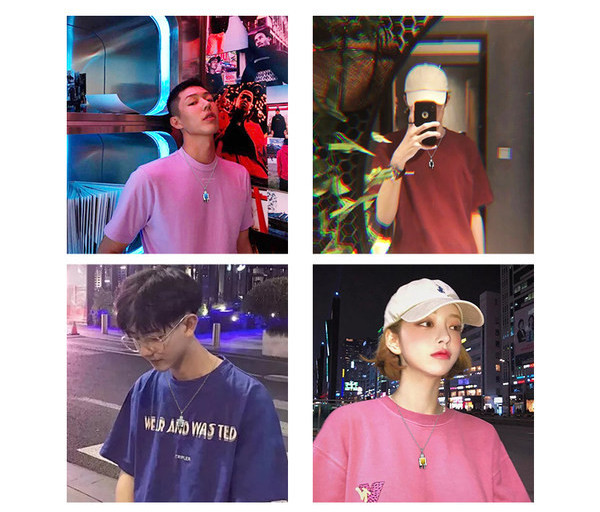 Férfi nyaklánc robot medállal