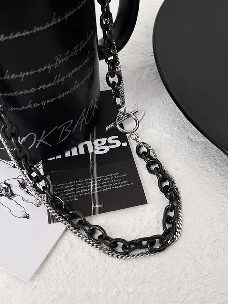 Férfi lánc két sorban ezüst és fekete színben