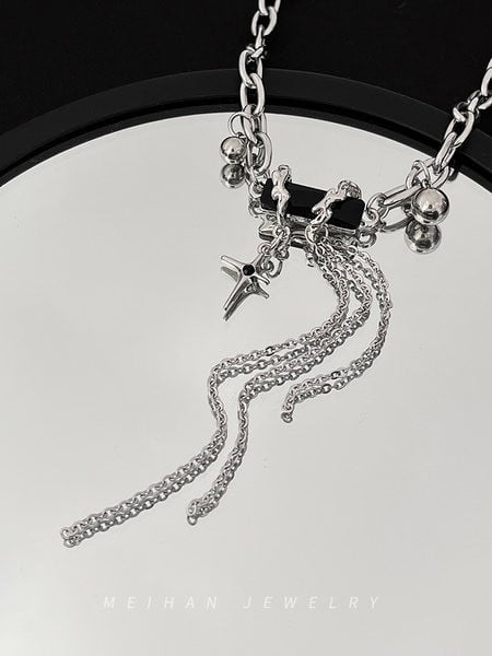 Férfi titán acél lánc dupla medállal