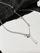 Férfi titán acél lánc téglalap alakú medállal