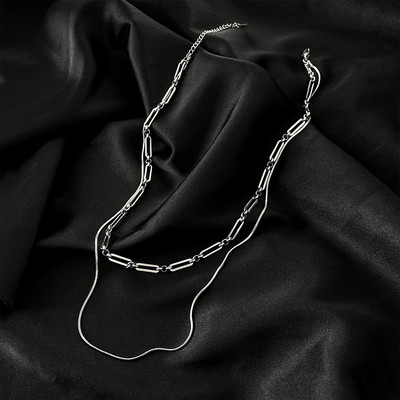 Férfi kétrétegű titán acéllánc