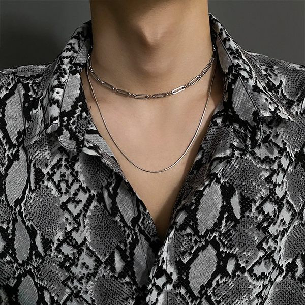 Férfi kétrétegű titán acéllánc