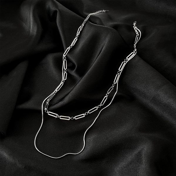 Férfi kétrétegű titán acéllánc