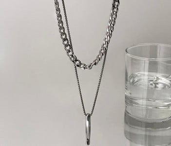 Kétrétegű férfi lánc medállal