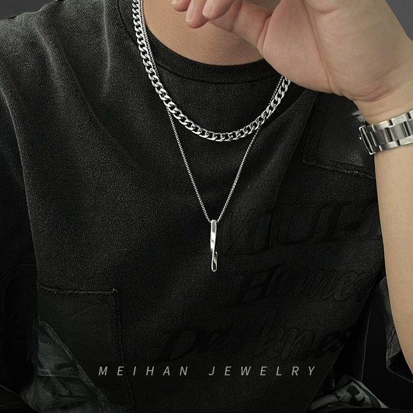 Kétrétegű férfi lánc medállal