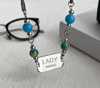 Ανδρική αλυσίδα με πέτρες και επιγραφή