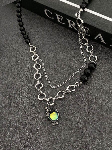 Moderna muška ogrlica s privjeskom od mjesečevog kamena