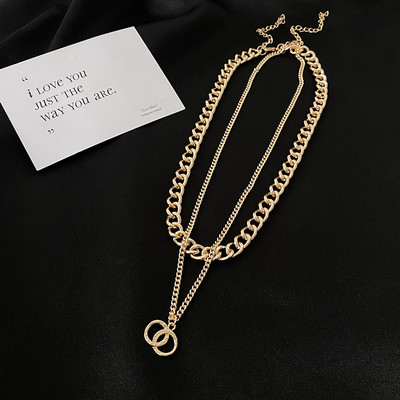 Ανδρική αλυσίδα διπλής στρώσης με μενταγιόν με διπλό δαχτυλίδι