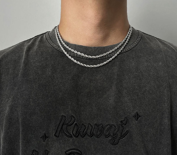 Ανδρική αλυσίδα σε δύο σειρές σε ασημί χρώμα