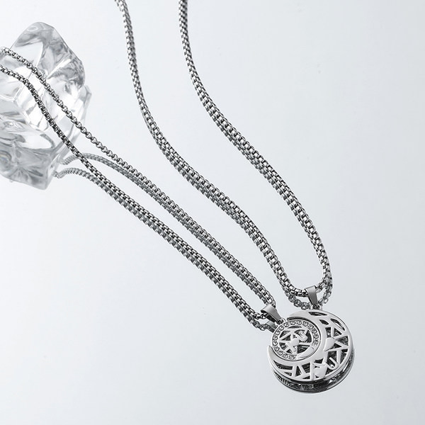 Stílusos férfi lánc nap és hold medállal