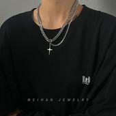 Stilīga vīriešu ķēde ar krusta kulonu