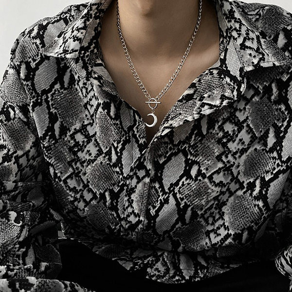 Vīriešu titāna tērauda ķēde ar mēness kulonu